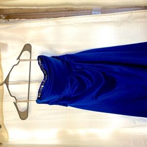 Royal blue David’s bridal formal dress